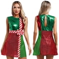 thumbnail image 1 of iiniim Women's Christmas Casual Tunic Party Dress Up Xmas Striped Leotards Dress Green XXL, 1 of 7