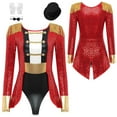 thumbnail image 1 of iiniim Women's Circus Ringmaster Costume Ringleader Cosplay Bodysuit Stage Shows Halloween Fancy Dress Up Red L, 1 of 7