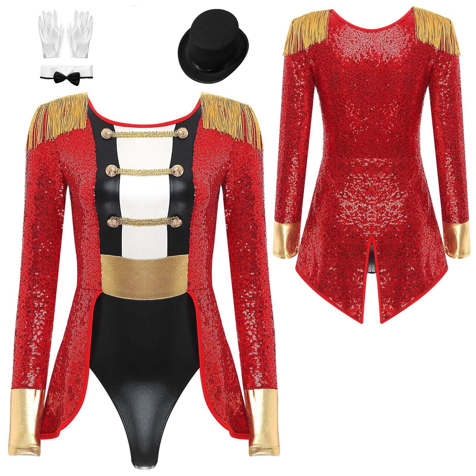 iiniim Women's Circus Ringmaster Costume Ringleader Cosplay Bodysuit ...