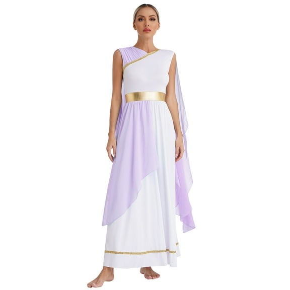 iiniim Women's Greek Costume Roman Queen Princess Ancient Toga Gown Fancy Dress Up Lavender 3XL