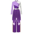 thumbnail image 1 of iiniim Women's Liturgical Praise Dance Outfit Color Block Lyrical Dance Maxi Dress with Wide Leg Pants Purple M, 1 of 7