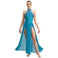 thumbnail image 1 of iiniim Women's Long Lyrical Dance Contemporary Costume Sleeveless Split Maxi Dress Ballroom Dancewear Light Blue XL, 1 of 7