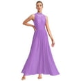 thumbnail image 1 of iiniim Women's Long Lyrical Dance Costume Sleevelss Modern Contemporary Dress Dancewear Light Purple M, 1 of 7