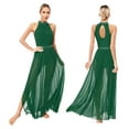 thumbnail image 1 of iiniim Women's Long Lyrical Dance Mesh Sleeveless Split Dress Modern Contemporary Dancewear Green L, 1 of 7