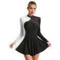 thumbnail image 1 of iiniim Women's Long Sleeve Figure Ice Skating Shiny Rhinestone Ballet Skirted Leotard Dresses A Black S, 1 of 7