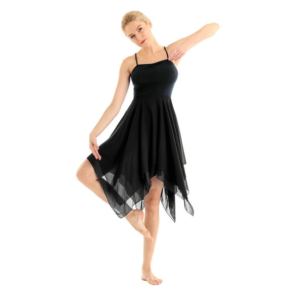 iiniim Women's Lyrical Asymmetric Chiffon Ballet Dance Dress Sweetheart Performance High-Low Skirt