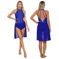 thumbnail image 1 of iiniim Women's Lyrical Dance Costume Ruched Drape Modern Contemporary Dress Gymnastic Leotard Size S-XXL Blue M, 1 of 7