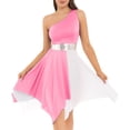 thumbnail image 1 of iiniim Women's Sleeveless Liturgical Praise Dance Color Block Irregular Hem Lyrical Worship Dress Dancewear Light Pink XL, 1 of 7
