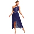 thumbnail image 1 of iiniim Women's Lyrical Dance Shiny Rhinestones High Low Flowy Maxi Dress Contemporary Dancewear Navy Blue L, 1 of 7