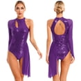 thumbnail image 1 of iiniim Women's Lyrical Dance Tank Bodysuit Cut Out Ballet Leotard Contemporary Dancewear Purple S, 1 of 7
