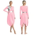 thumbnail image 1 of iiniim Women's Metallic Color Block Long Sleeve Irregular Hem Dress Dancewear A Pink L, 1 of 7