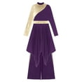 thumbnail image 1 of iiniim Women's Praise Dance Outfit Color Block Worship Dress with Pants Liturgical Dancewear Purple XL, 1 of 7