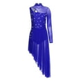 thumbnail image 1 of iiniim Women's Rhinestone Lyrical Dance Costume Sheer Mesh Leotard Flowy Figure Skating Dress Blue XL, 1 of 7