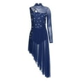 thumbnail image 1 of iiniim Women's Rhinestone Lyrical Dance Costume Sheer Mesh Leotard Flowy Figure Skating Dress Navy Blue XXL, 1 of 7
