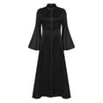 thumbnail image 1 of iiniim Women's Rhinestones Trim Clergy Church Choir Robe Button Loose Maxi Dress Priest Pulpit Robes Black XL, 1 of 7