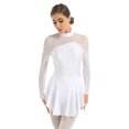 thumbnail image 1 of iiniim Women's Sheer Mesh Shiny Rhinestones Figure Ice Skating Dress Long Sleeves Ballet Dance Leotard, 1 of 7
