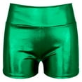 thumbnail image 1 of iiniim Women's Shiny Metallic Stretchy Booty Dance Shorts Hot Pants for Halloween Party Green M, 1 of 7