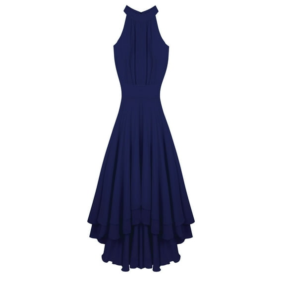 iiniim Women's Sleeveless Bridesmaid Dress High Low Chiffon Halter Neck Evening Party Prom Dresses
