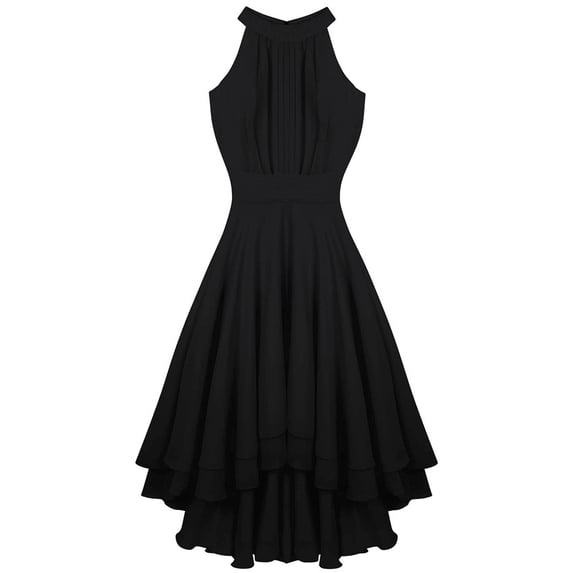 iiniim Women's Sleeveless Bridesmaid Dress High Low Chiffon Halter Neck Evening Party Prom Dresses