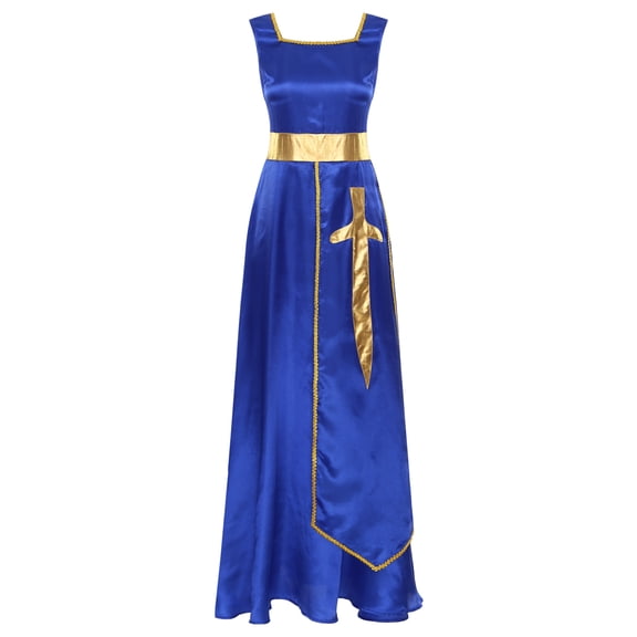 iiniim Women's Sleeveless Tunic Overlay Dance Cover Up Maxi Dress Blue L