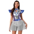 thumbnail image 1 of iiniim Women's Space Themed Alien Cosplay Dress Metallic Shiny Leotard Tutu Skirt for Halloween Carnivals Silver XL, 1 of 7
