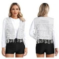 thumbnail image 1 of iiniim Women's Sparkly Tassel Vest Open Front Sleeveless Sparkle Cardigan Vest Glitter Jacket Size S-3XL Silver XL, 1 of 7