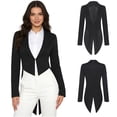 thumbnail image 1 of iiniim Women's Suit Balzer Long Sleeve Tailcoat Jackets Pageant Evening Cocktail Party Tuxedo Dress Coats Black L, 1 of 7
