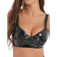 thumbnail image 1 of iiniim Women's Wet Look PVC Leather Wire-Free Bra Top Dance Bra Tops Clubwear, 1 of 7