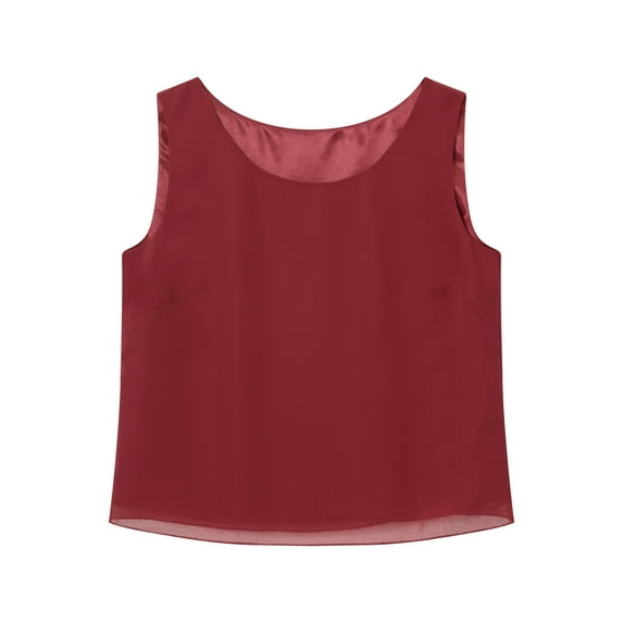 iiniim Women's Work Blouses Dressy Casual Tank Tops Sleeveless Chiffon Loose Round Neck Shirt Size S-3XL Burgundy L