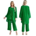 thumbnail image 1 of iiniim Womens Chiffon Pant Suits Plus Size 3-Piece Dress Suit Wedding Guest Cocktail Formal Evening Gowns Green L, 1 of 7