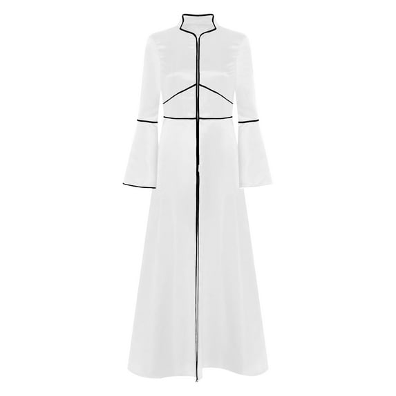 iiniim Womens Church Clergy Robe Gown Preachers Flared Sleeves Maxi Dress Priest Costume Pulpit Robes White 4XL