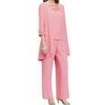 thumbnail image 1 of iiniim Womens Elegant Wedding Guest Pants Suit 3 Piece Set Formal Chiffon Lace Evening Party Outfit Pink S, 1 of 7