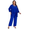 thumbnail image 1 of iiniim Womens Elegant Wedding Guest Pants Suit 3 Piece Set Formal Chiffon Lace Evening Party Outfit Size S-5XL A Blue 3XL, 1 of 7