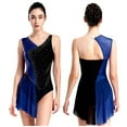 thumbnail image 1 of iiniim Womens Figure Skating Dance Costume Rhinestones Color Block Sleeveless Lyrical Ballet Leotard Blue L, 1 of 7