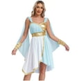 thumbnail image 1 of iiniim Womens Greek Toga for Halloween Cosplay Chiffon Sleeveless Dress Outfits Light Blue XXL, 1 of 7
