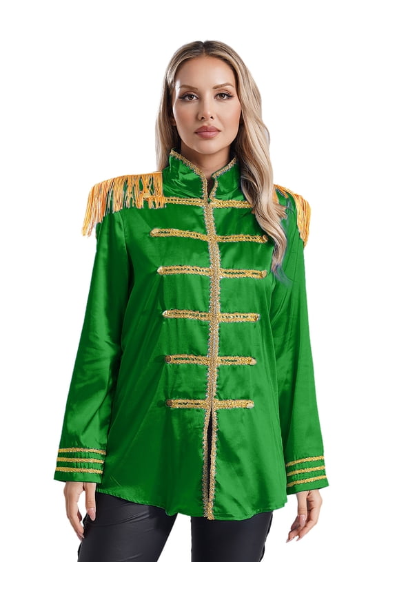 Womens Halloween 1960s British Pop-Star Rock Band Musician Cosplay Jacket Green L