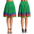 thumbnail image 1 of iiniim Womens Long Full Circle Folklorico Dance Skirts Spanish Bull Folkloric Mexican Flamenco Performance Green 55cm L, 1 of 7