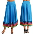 thumbnail image 1 of iiniim Womens Long Full Circle Folklorico Dance Skirts Spanish Bull Folkloric Mexican Flamenco Performance Sky Blue 87cm 3XL, 1 of 7