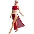 thumbnail image 1 of iiniim Womens Lyrical Dance Costume Sleeveless Crop Top with Side Split Skirt Ballet Dancewear Burgundy M, 1 of 7