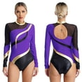 thumbnail image 1 of iiniim Womens Mock Neck Gymnastic Leotard Rhinestone Ballet Dance Unitard Purple XL, 1 of 7