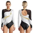 thumbnail image 1 of iiniim Womens Mock Neck Gymnastic Leotard Rhinestone Ballet Dance Unitard White L, 1 of 7