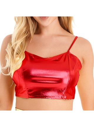 Caviotess Women's Metallic Holographic Star Bra Crop Top Lace Up Halter  Bralette Bandeau Camisole at  Women's Clothing store