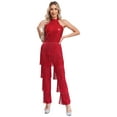 thumbnail image 1 of iiniim Womens Sleeveless Sequins Tiered Tassel Rompers Ballroom Rumba Salsa Latin Jazz Dancewear Burgundy M, 1 of 7