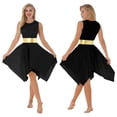 thumbnail image 1 of iiniim Women's Asymmetrical Dance Tunic Sleeveless Color Block Dress Dancewear S-2XL Black L, 1 of 7