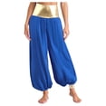 thumbnail image 1 of iiniim Womens Stain Hippie Harem Arabian Costume Loose Lantern Long Pants Belly Dancewear Royal Blue L, 1 of 7