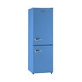thumbnail image 1 of iio 24" 11 Cu Ft Bottom Freezer Retro Refrigerator Fridge for Bedroom, Multiflow 360°, Small Mini Ice Cube Tray, 1 Fruit container, LED Dorm Office Beverage Quiet Compressor, Light Blue (Right Hinge), 1 of 8