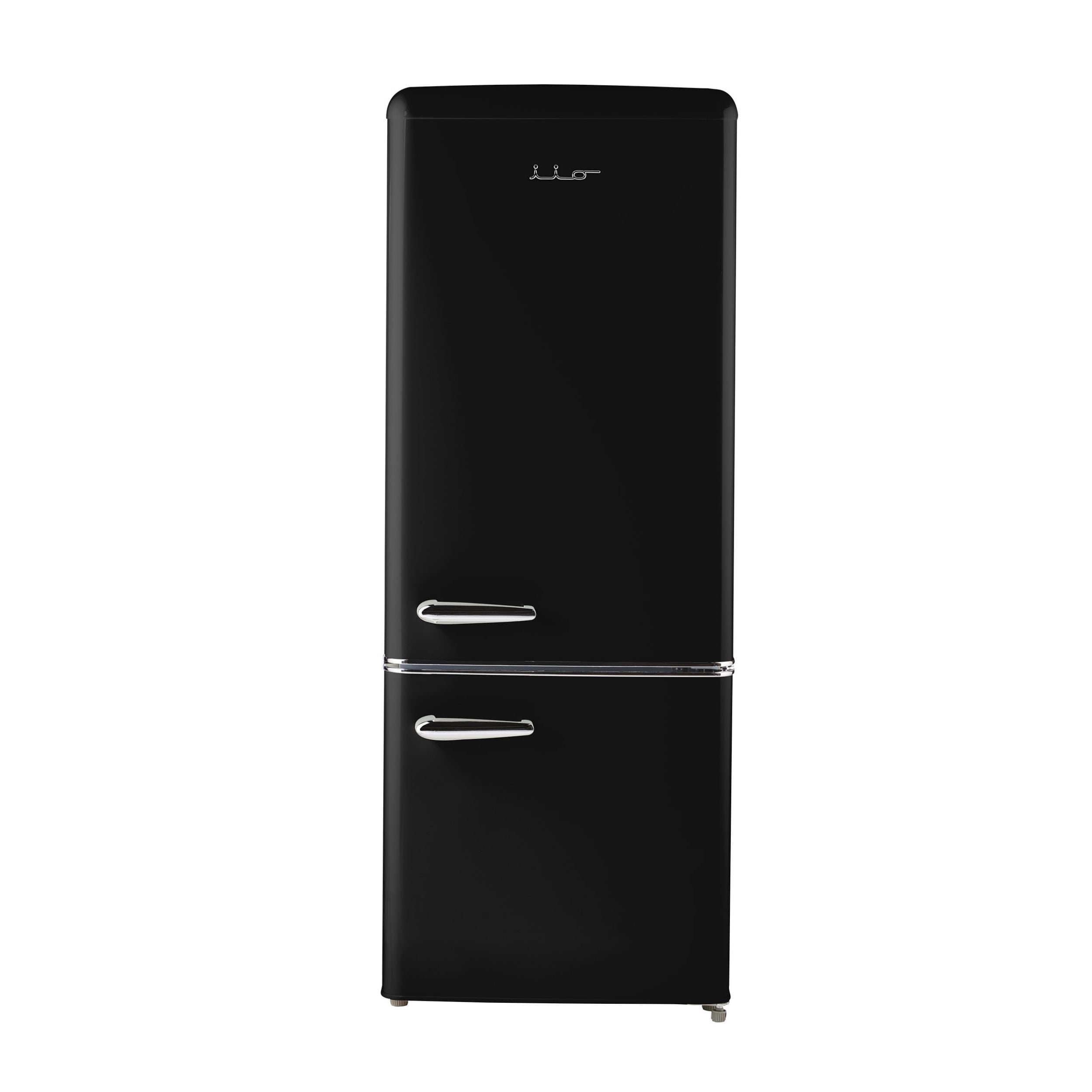 Midnight Black Compact Retro Refrigerator with Bottom Freezer