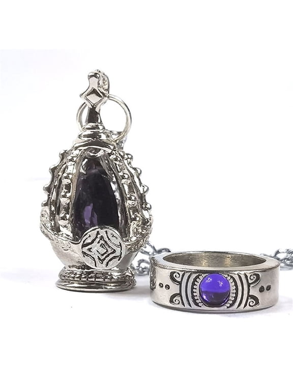 Anime PMMM Akemi Homura Necklace Ring Soul Gem Necklace Ring Purple Core Set Cosplay Jewelry Pendant Ornament Anime Props Accessories Merch