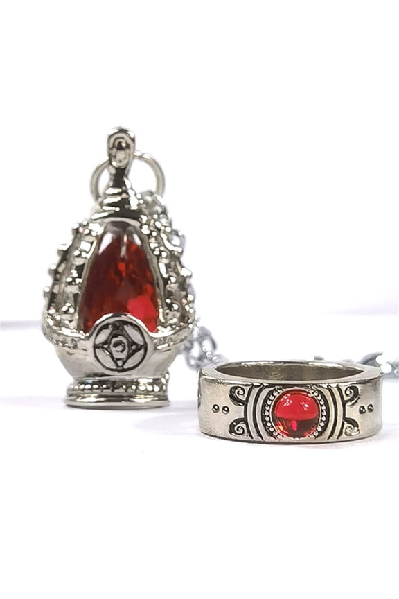 Tomoe Mami Red Core Set includes necklace and ring for Puella Magi Madoka Magica in Halloween Cosplay Jewelry - Christmas