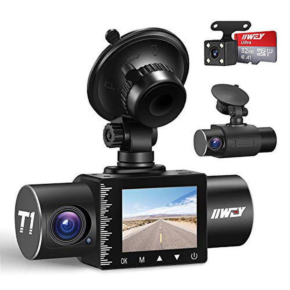 FOCUWAY Dash Cam Front and Rear Dual 1080p Two Channels with IR Night Vision Car Camera SD Card Included Dashboard Camera Dashcam for Cars HDR